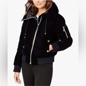 BCBGeneration Women's Velvet Hooded Bomber Coat Jacket $249